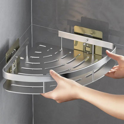 Aluminum Alloy Bathroom Shelf - No Drill Kitchen Storage Organizer, Shampoo Rack, Shower Shelf, Easy Install Bathroom Accessories