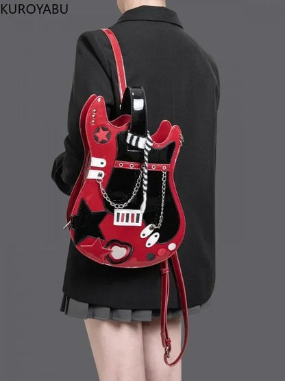 PU Harajuku Guitar Backpack – Cute Y2K Style Mochilas Mujer, Chic Shoulder & Crossbody Bag