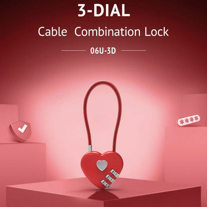 Love-Shaped Heart Code Padlock – Wedding Gift with Password Lock, Long Wire Rope for Trolley Case & Security