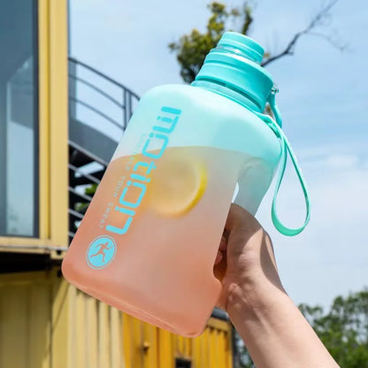2-Liter Sports Water Bottle with Straw: Large Capacity Fitness Gradient Kettle - Outdoor Plastic Portable Hydration Companion with Scale