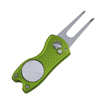 Foldable Golf Divot Repair Tool — Golf Ball Pitch Groove Cleaner & Putting Green Training Aid Accessory