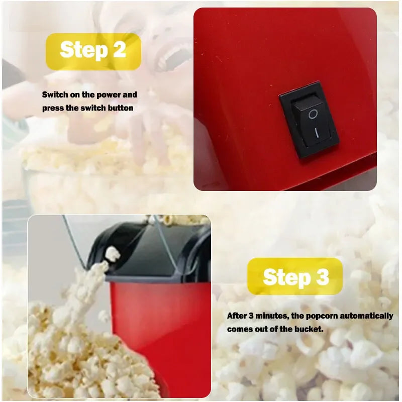 Fully Automatic Mini Popcorn Machine – 110V/220V Electric Popcorn Maker for Home Kitchen Use
