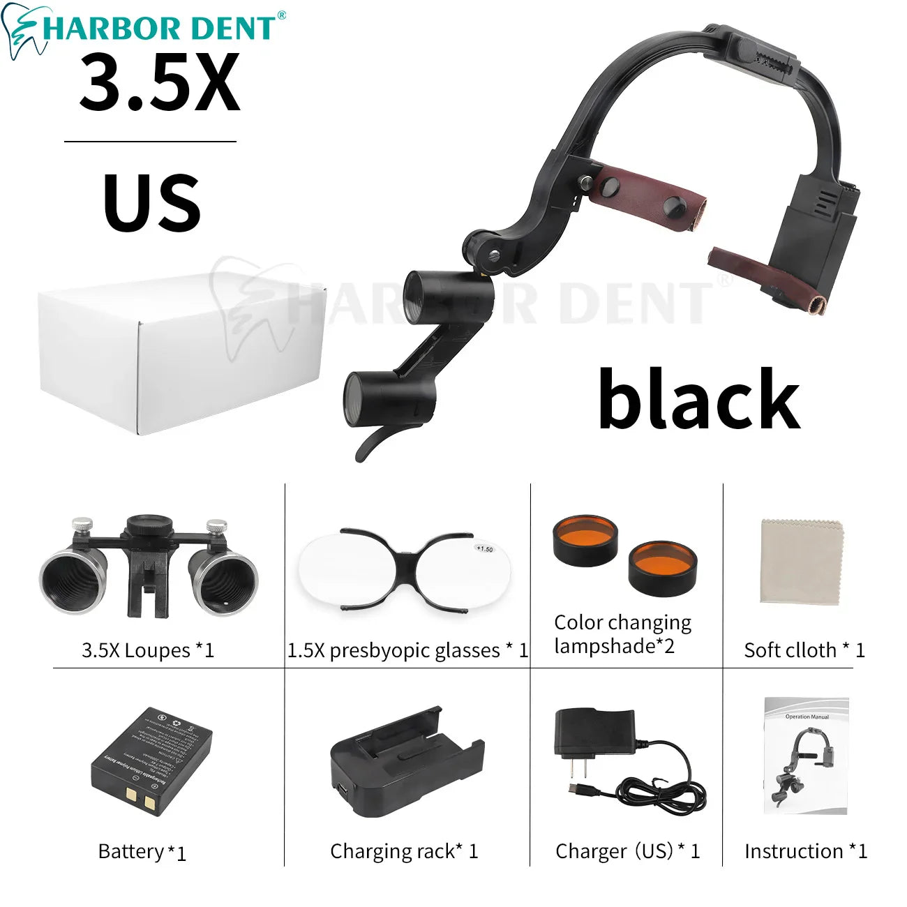 Dental Loupes LED Headlight – 2.5X/3.5X Magnification Binocular Surgical Magnifier with Comfortable Headband