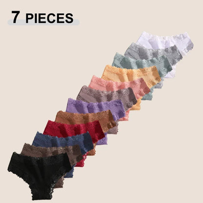 7PCS Women’s Lace Panties Set - Seamless Brazilian Low Rise G-String Cotton Lingerie Soft Underwear S-XL