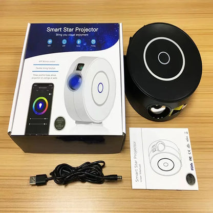 Tuya WiFi Smart Aurora Galaxy Starry Sky Projector – APP & Voice Control LED Night Light, Intelligent Space Atmosphere Lamp Home Decor Gift