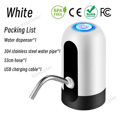 Portable Automatic Water Pump — USB Rechargeable Mini Electric Dispenser with Switch for 5-Gallon Bottles