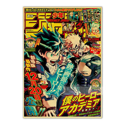 Vintage Anime Kraft Paper Posters – JoJo’s Bizarre Adventure, Jujutsu Kaisen & Demon Slayer Wall Art for Home Room Decor
