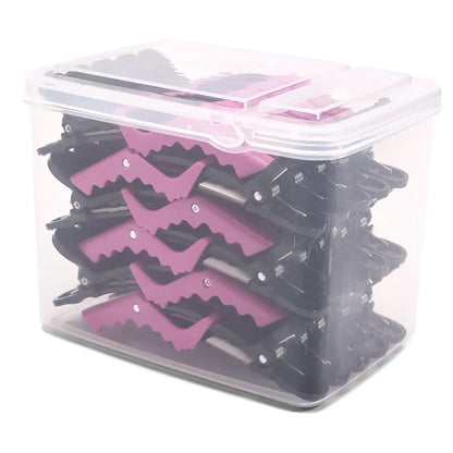 30pcs Barber Hair Clips Black & Pink Hairdressing Clamps Claw Sectioning Clips for Salon Styling