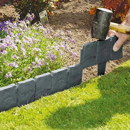5-10pcs Garden Fence Stakes - Imitation Stone Decorative Plant Border for Lawn, Yard & Landscape DIY Edging