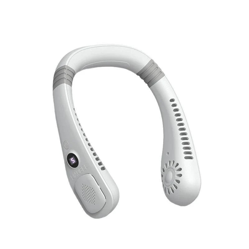 Lenovo Portable Neck Bladeless Fan 2026 – USB Rechargeable Mini Ultra-Quiet Hanging Fan for Sports, Office & Outdoor Use