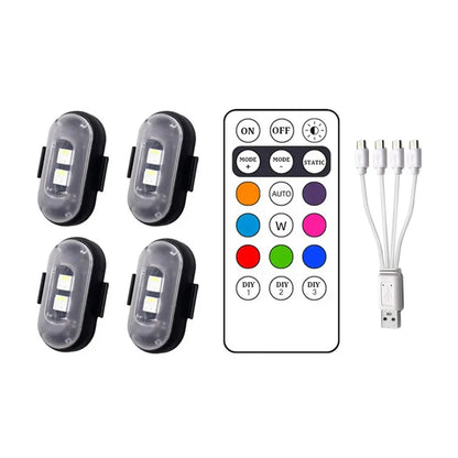 Wireless Remote Control Car LED Lights – Multi-Mode Warning & Decorative Lights for Cars & Motorcycles, 2/4/6 Pack