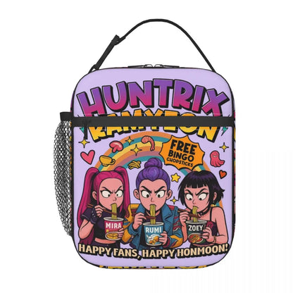 Huntrix KPop Demon Hunters Insulated Lunch Bag – Reusable Leakproof Cooler Tote for Kids & Office