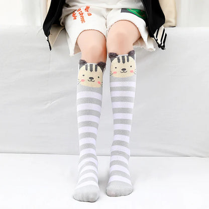 Cute Cartoon Animal Knee-High Socks for Babies & Kids – Warm Cotton Ankle & Over-Knee Socks for Girls