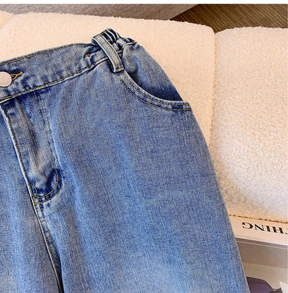 Plus Size Women’s Casual Jeans – Classic Black & Blue Washed Denim for Spring & Autumn, Comfortable & Versatile