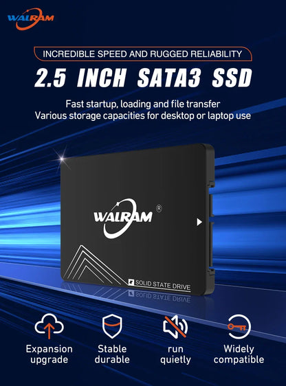 WALRAM SSD 240GB, 120GB, 480GB – 2.5" SATA3 Solid State Drive for Desktop & Laptop, Available in 128GB, 256GB, 512GB, 1TB