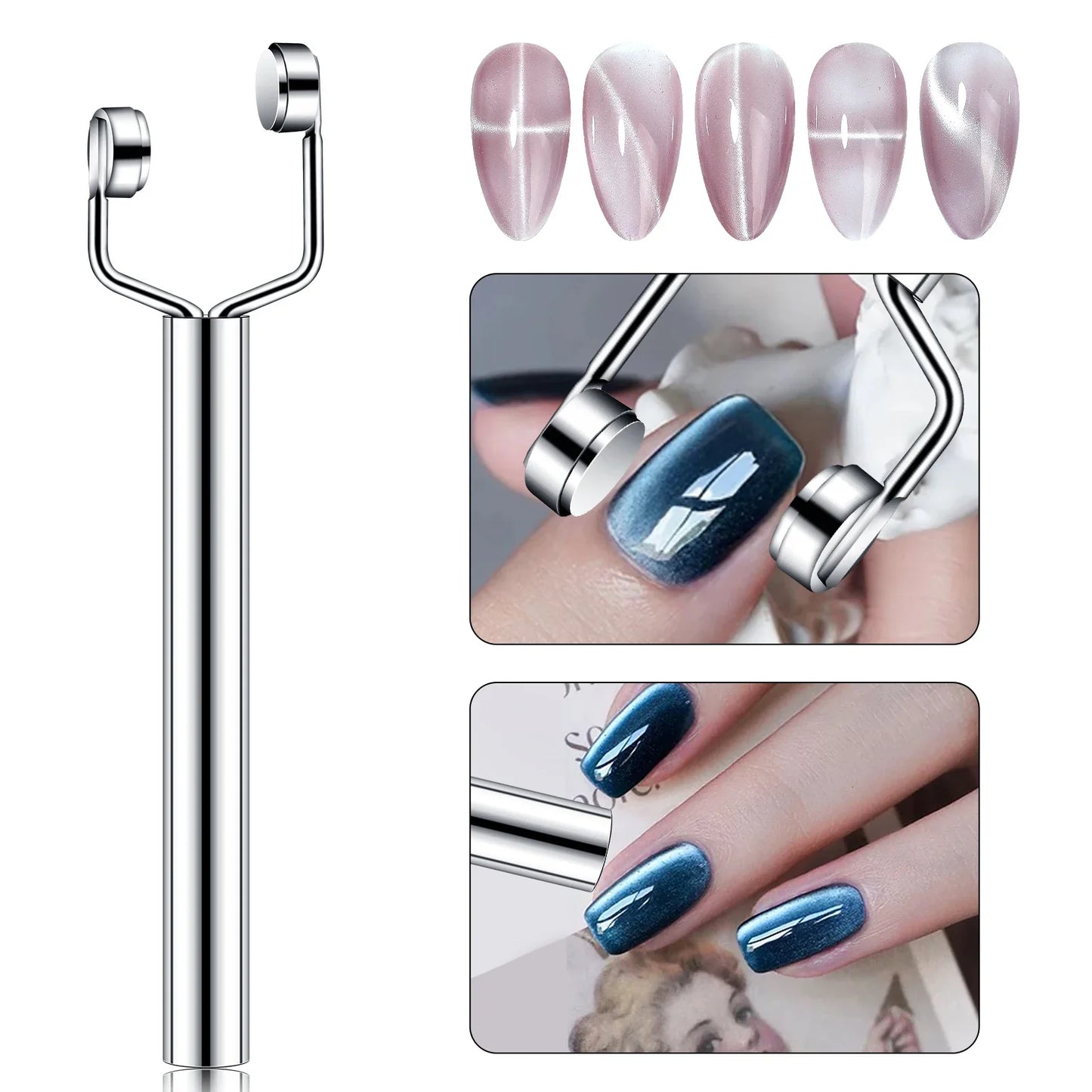 3-in-1 Y-Shaped Magnetic Stick for Cat Eye UV Gel Polish – Nail Art Magnet Tool for Manicure Effects
