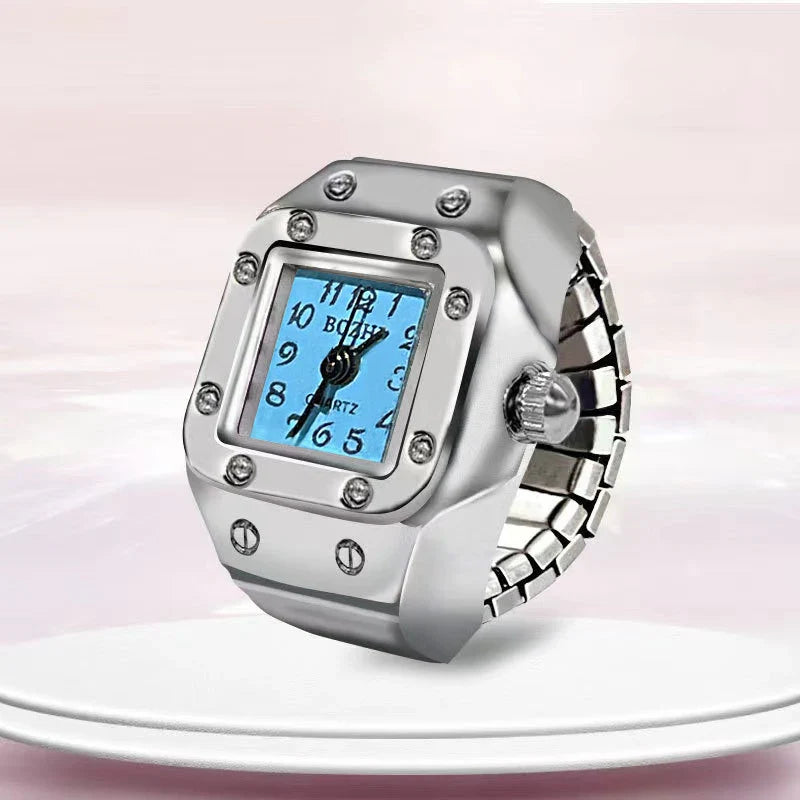 Kiss Jewelry Digital Quartz Finger Watch Ring – Mini Elastic Punk Style Clock Ring for Women, Men & Couple Teens Accessory