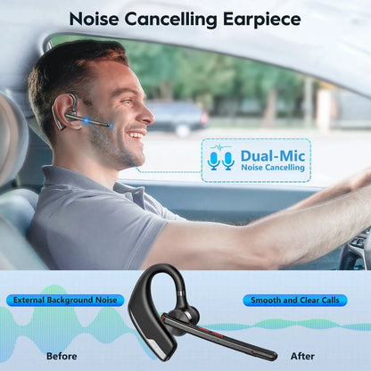New Bee M51 Bluetooth 5.2 Wireless Headset – Dual-Mic CVC8.0 Noise Cancelling Handsfree Earbuds for Business