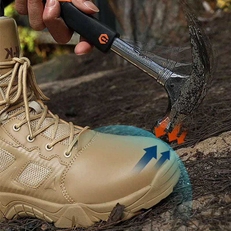 Outdoor Waterproof Safety Shoes – Steel Toe Cap Men's Work Boots, Anti-Smashing, Size 47