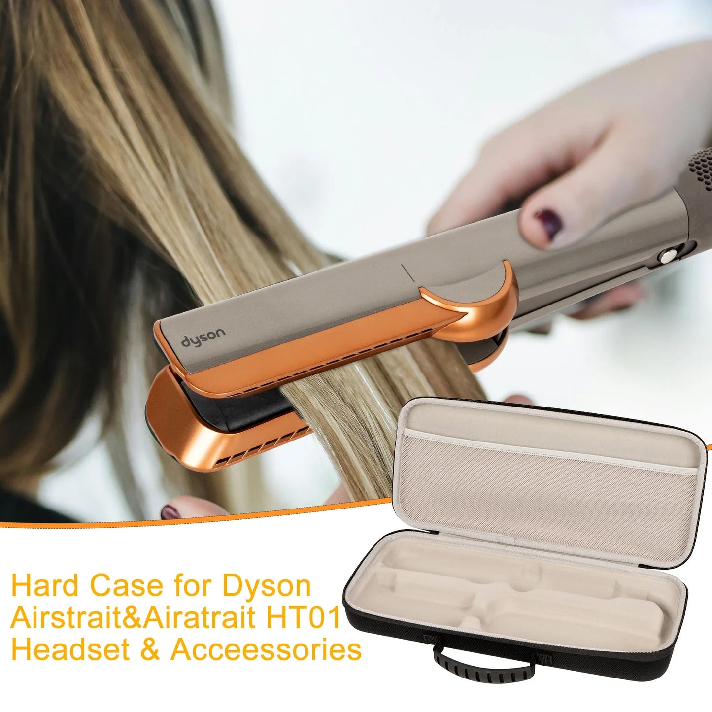 Hard EVA Case for Dyson Airstrait HT01 – Portable Travel Storage Bag for Hair Straightener & Accessories