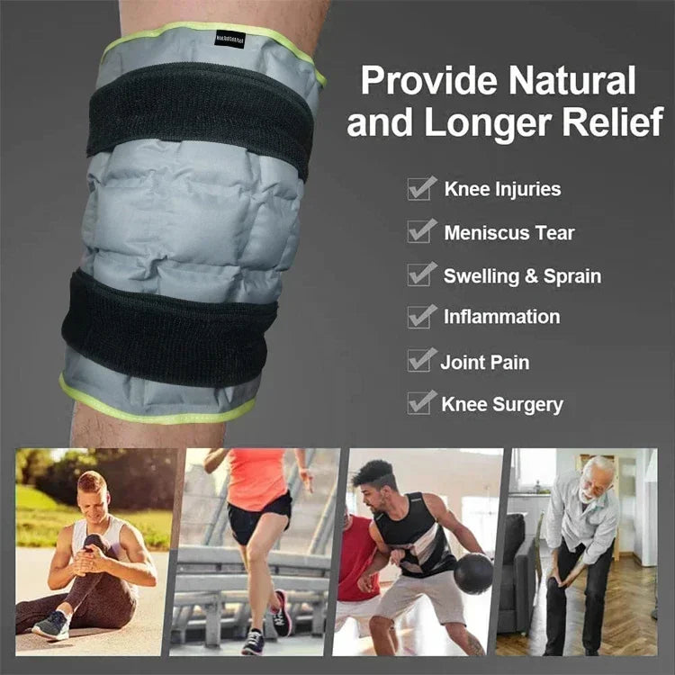 Large Reusable Knee Ice Pack Wrap — Hot & Cold Compress Therapy for Knee, Leg, Neck & Foot Pain Relief