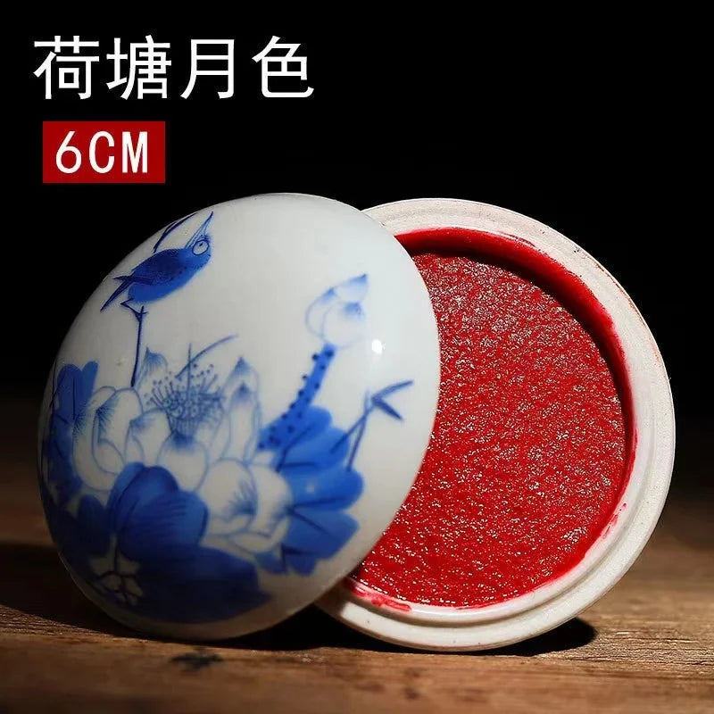 Authentic Chinese Calligraphy Inkpad – Red Cinnabar Seal Printing Mud in Ancient Style Ink Box