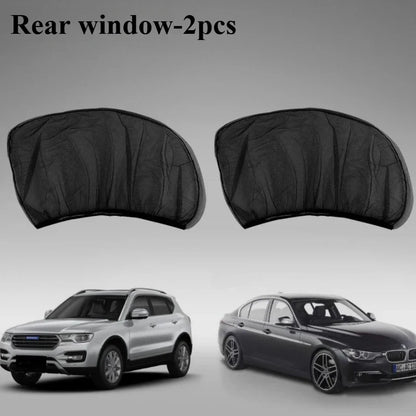 2PCS Car Window Mesh Sunshade Net Set – Mosquito Proof Sun Visor Covers, Universal Automotive Interior Window Protection Accessories