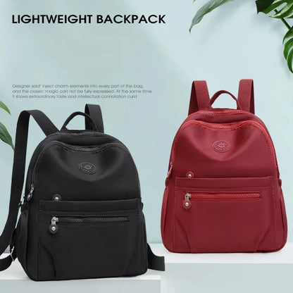 Solid Color Nylon Backpack - Lightweight, Fashion Daypack for Work and Travel, Luggage-Hangable School Bag