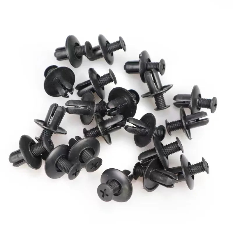 5/100pcs 8mm Plastic Rivets – Black Car Bumper & Fender Fastener Clips for Toyota, Kia, Nissan, Yamaha