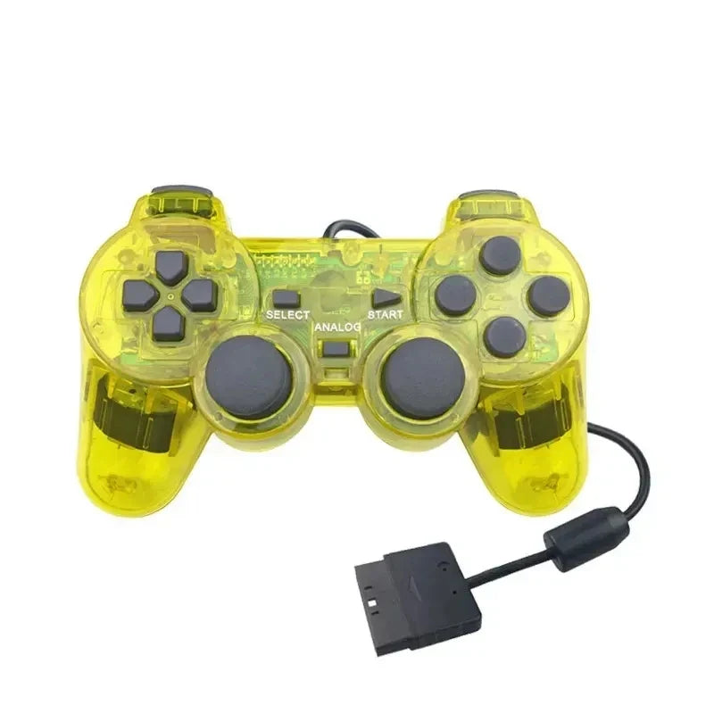Transparent Wired Controller for PS2 – Dual Vibration Gamepad Joystick for PlayStation 2 Console
