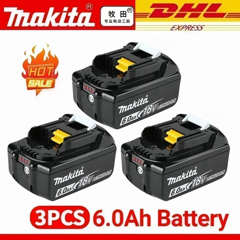 Genuine Makita 18V Battery – 6Ah/5Ah/3Ah Rechargeable for Drill DGA404, DDF487, DTW700, DTD173, HR410D, DJV182, LXT400