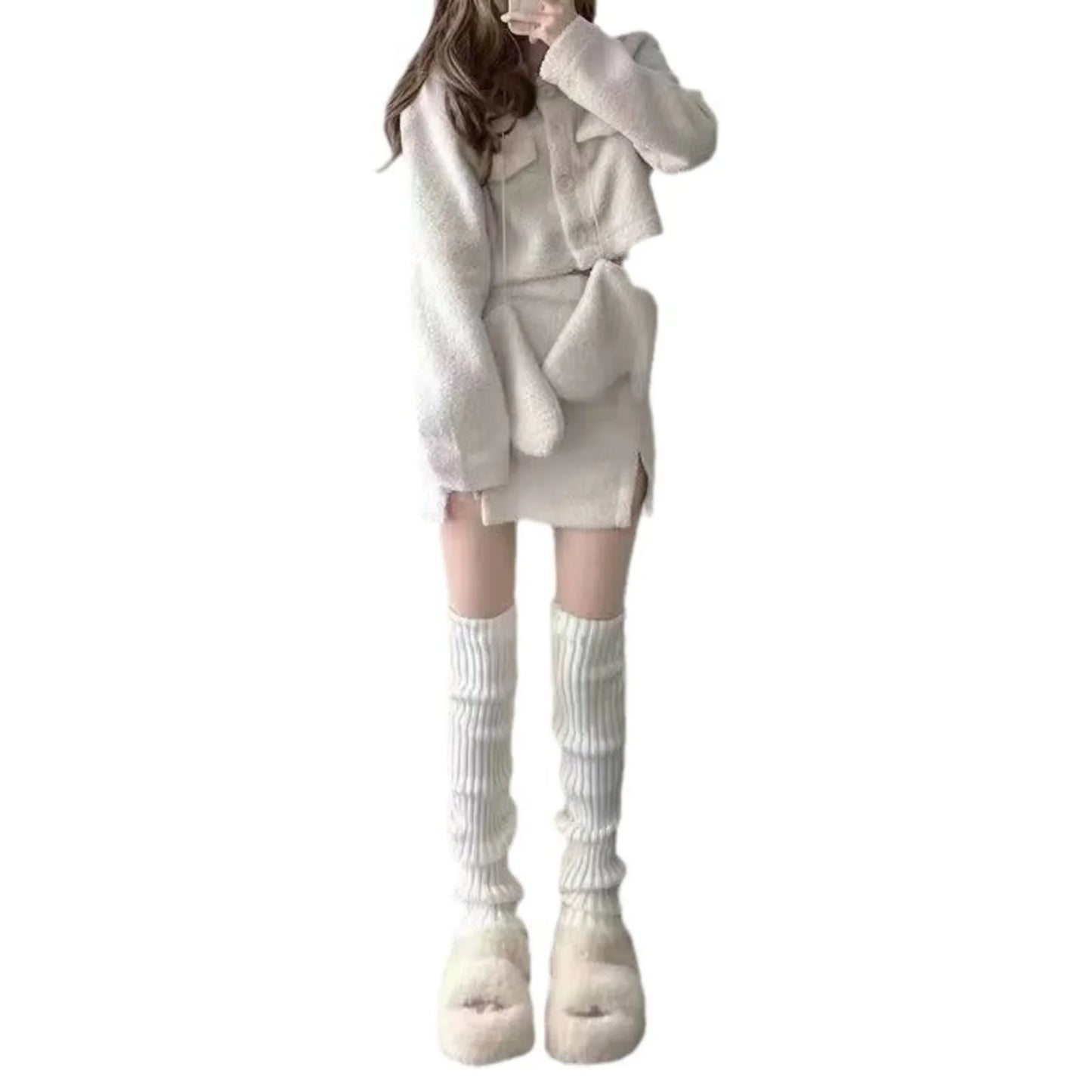 Y2K Knitted Leg Warmers - Harajuku Style Winter Knit Leg Covers for Streetwear & Party Outfits
