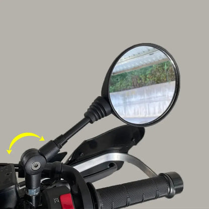10mm Black Aluminum Motorcycle Side Mirror — Universal 360° Adjustable, Foldable, Anti-Fall Rearview Mirror