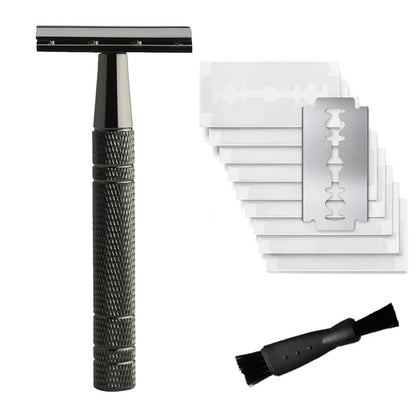 Double Edge Safety Razor for Men – Reusable Single Blade Razor with 10 Safety Razor Blades, Travel Essential Shaver