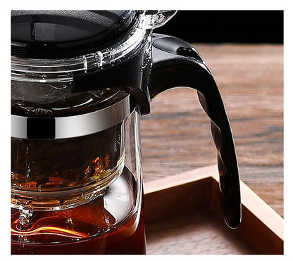 Heat-Resistant Glass Teapot with One-Click Filter – Tea & Coffee Pot, Tea Water Separation, Home Teaware Set