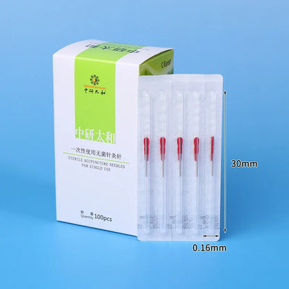 100Pcs Disposable Stainless Steel Acupuncture Needles Set – Sterile Single-Use Therapy Needles with 100 Individual Guide Tubes/Cannulas