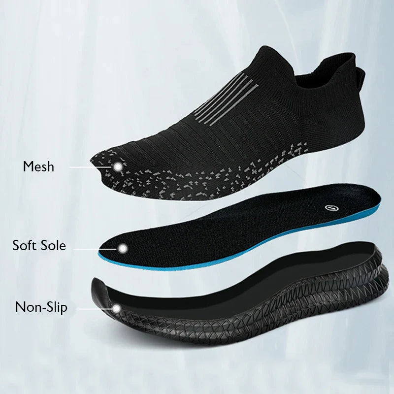 2023 Breathable Men's Casual Sneakers - Lightweight, Anti-Slip Outdoor Walking Shoes, Slip-On Flats Vulcanized Shoes