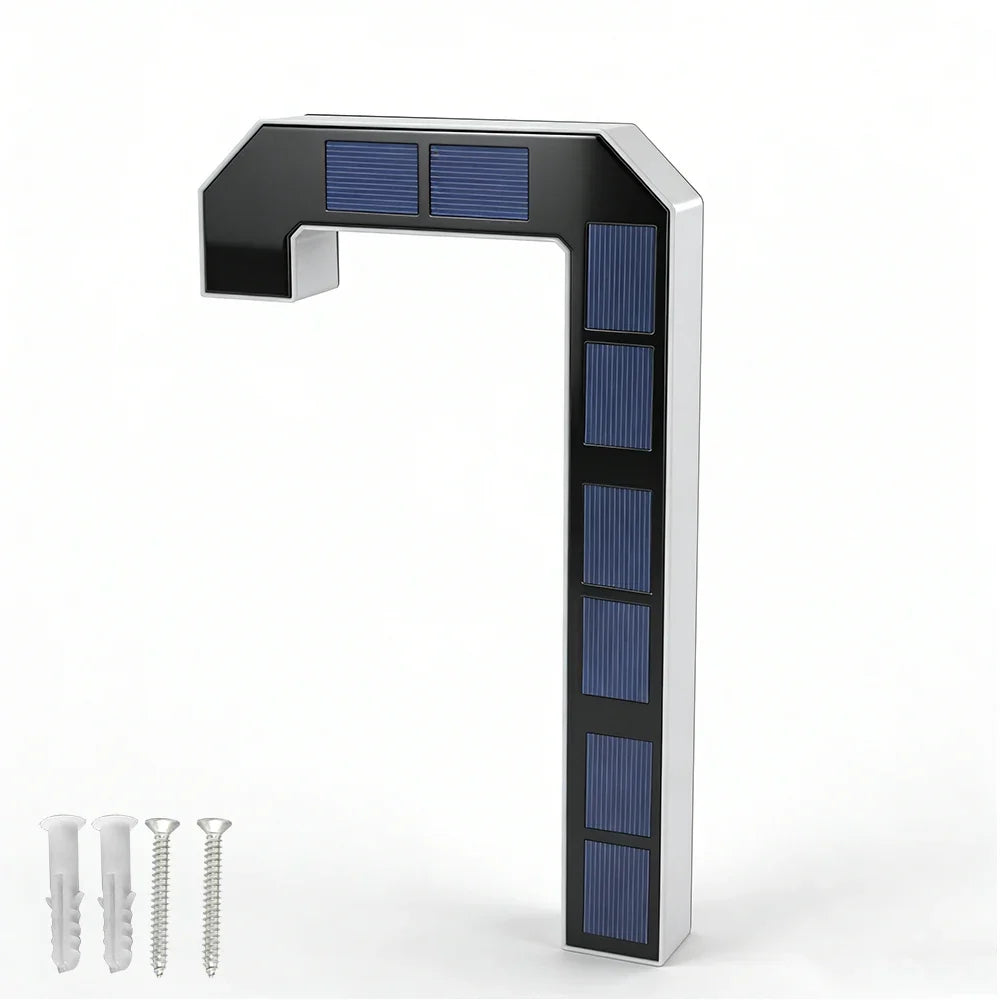 12CM Solar House Number Light - LED Outdoor Address Sign with Light Sensor for Home & Doorway
