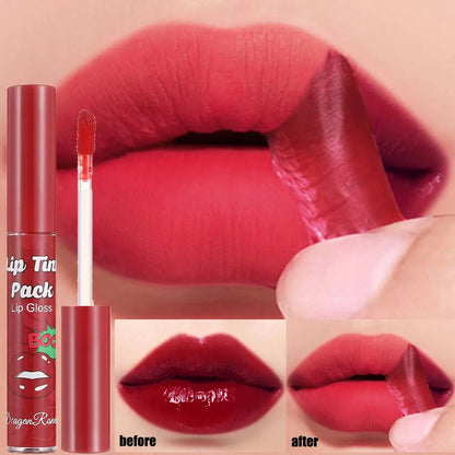 Peel-Off Rose Red Lip Gloss & Lip Stain – Waterproof, Transfer-Resistant Liquid Lipstick with Long-Lasting Tattoo Effect & Contour Definition Makeup