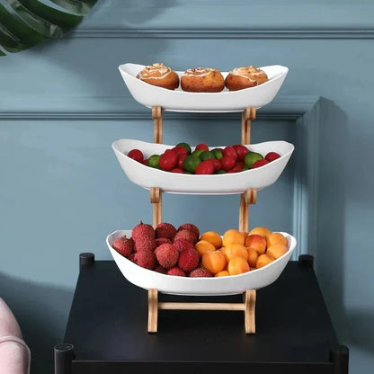 2/3 Layer Fruit Plate & Snack Dish - Modern Plastic Candy Basket, Cake Stand & Salad Bowl for Home Living Room