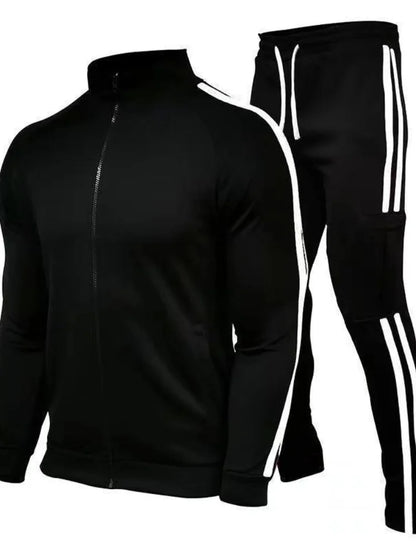 Men’s Zipper Stand Collar Workout Set Sports Tracksuit Sweatshirt & Jogger Fitness Running Training Outfit 2024 New Activewear Set