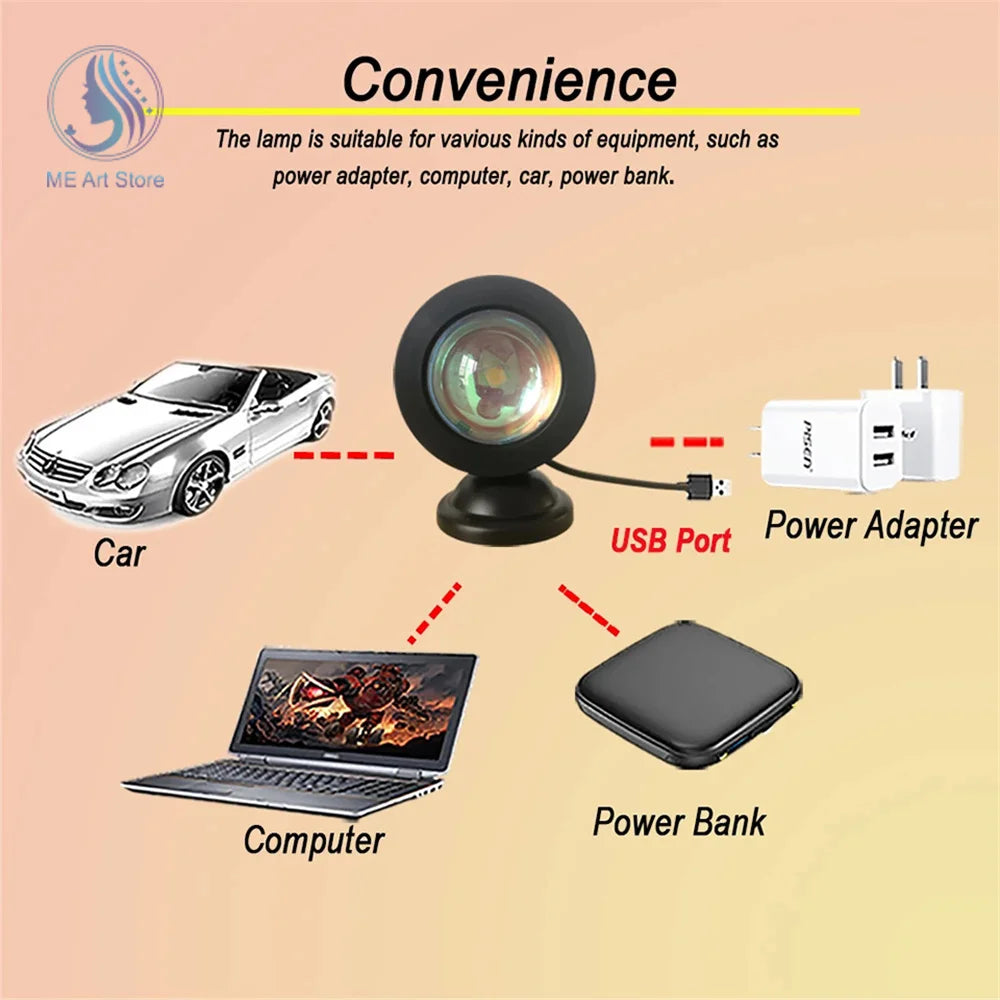 New Sunset Light with Earbuds & Remote Control – 16 Colors, Customizable Version