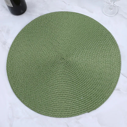 38cm Round Braided Tableware Mat – Washable, Anti-Slip, Heat-Resistant Dining Placemat and Drink Coaster for Home Decor
