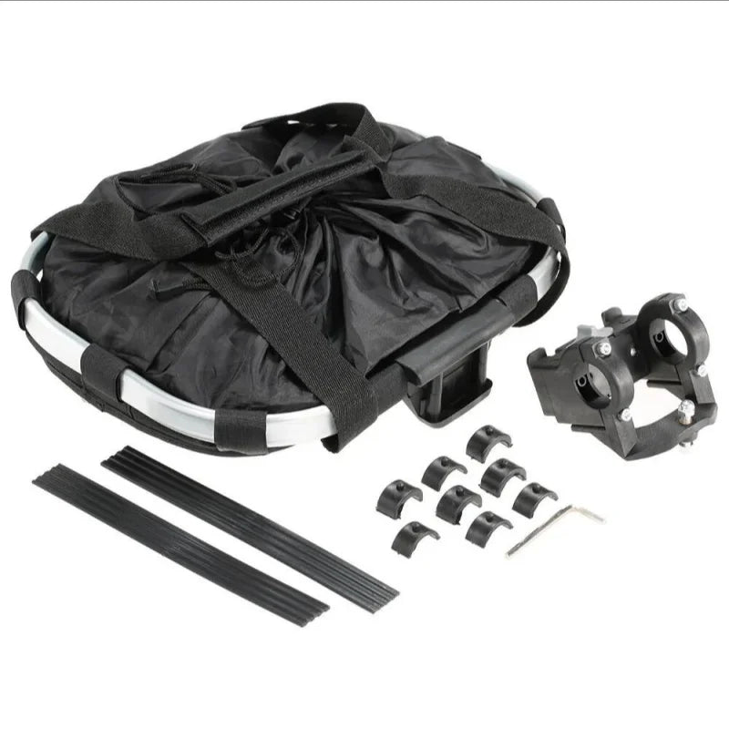 2-in-1 Bicycle Front Basket & Small Pet Carry Pouch – Detachable MTB Handlebar Foldable Bag, 5KG Load