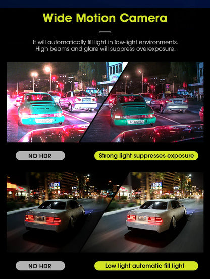 10.26'' 4K Car DVR Dashcam with CarPlay, Android Auto, Dual Lens Front 4K + Rear 1080P, Voice Control, GPS, BT, FM