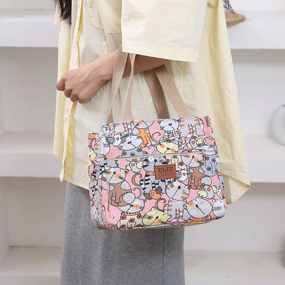 Cute Cartoon Insulated Lunch Bag – Large Capacity Bento Cooler for School, Work & Travel