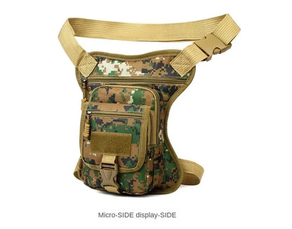 Camouflage Motorcycle Drop Leg Bag – Waterproof, Multifunctional Waist Bag for Travel, Hiking & Outdoor Riding