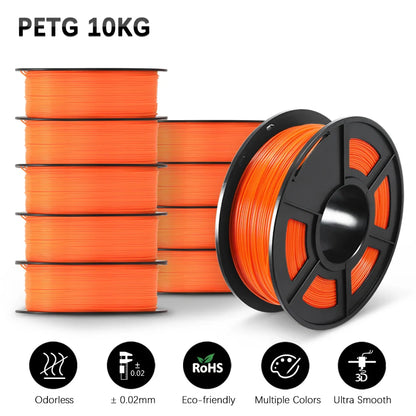 SUNLU 10KG 3D Printer Filament Set – 1.75mm PLA, PETG, PLA+ & Clear, 10 Rolls x 1KG Neatly Wound for 3D Printers & 3D Pens