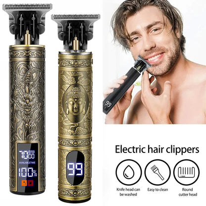 Vintage T9 Professional Electric Hair Clipper & Beard Trimmer – USB Rechargeable Portable Grooming Shaver for Men’s Hair Care & Styling Tool