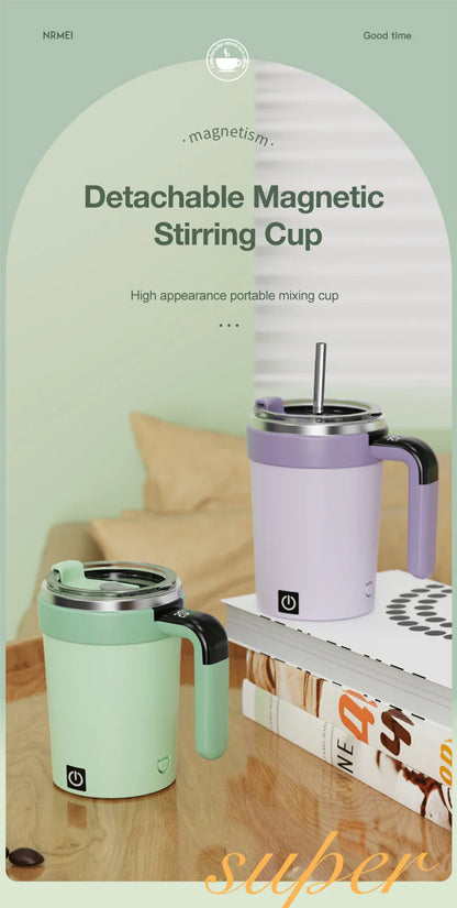 Automatic Rechargeable Electric Coffee Cup Stirrer – Stainless Steel Magnetic Self-Stirring Mug with Detachable Base